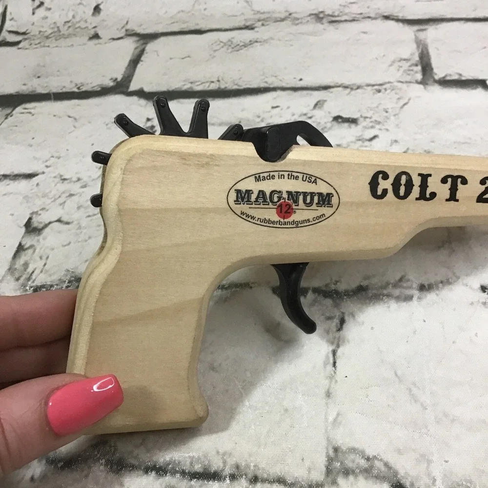 Magnum Enterprises Colt 22 Rubber Band Gun Wooden Toy Pistol Novelty